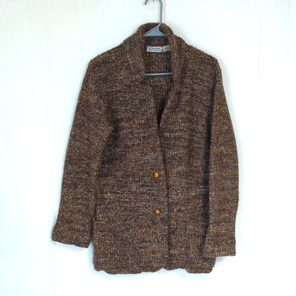 Nordiska Kompaniet Multicolored Brown Buttoned Cardigan Mohair Wool Size Medium - Picture 1 of 6